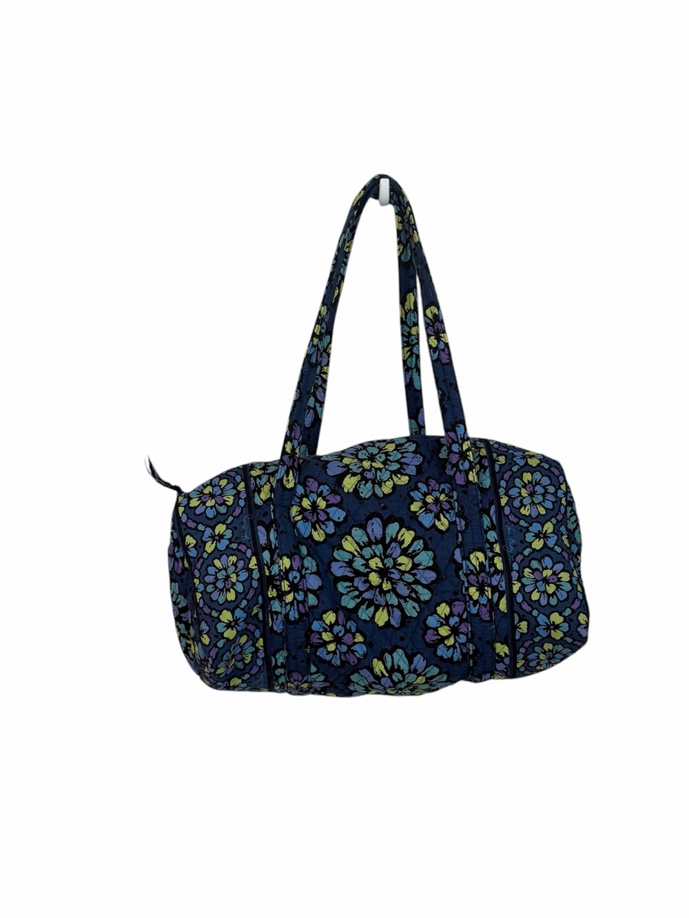 Vera Bradley Indigo Pop Retired Quilted Zip-Up Barrel Tote Bag GUC